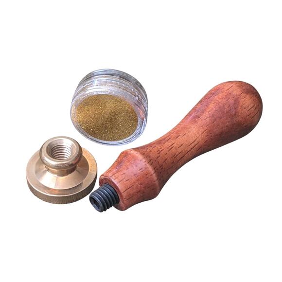 Tree of Life Brass Wax Stamp Wooden Handle Gold Glitter Seal Envelopes 3pc Set - Picture 4 of 7